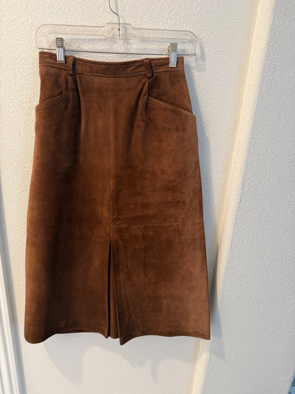 Classic Brown Suede Midi Skirt